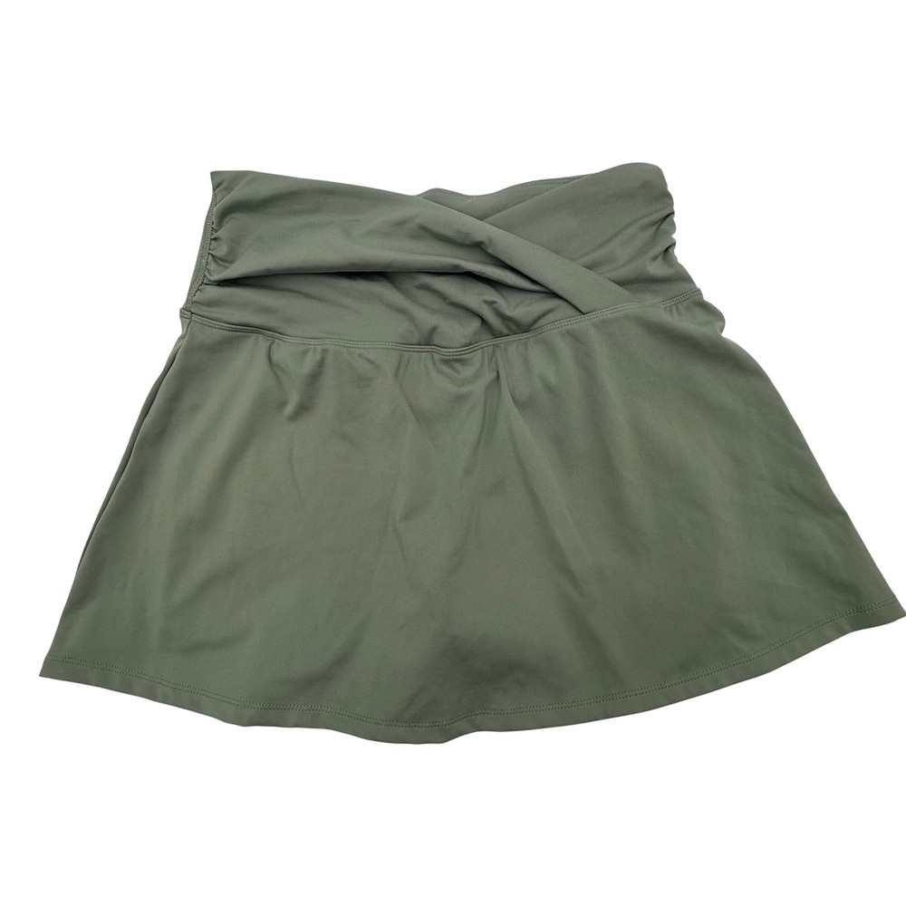Yogalicious Lux Crosstown Skort Sage Green Crossover Waist Athletic Skirt M